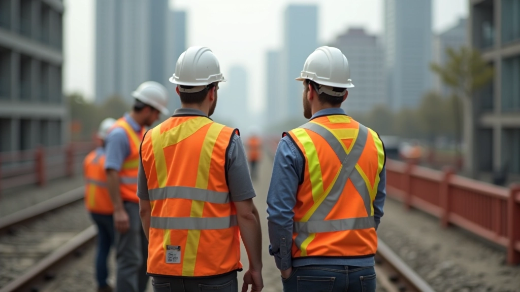 Arbeiter auf einer Baustelle während des Infrastrukturausbaus in einer deutschen Stadt