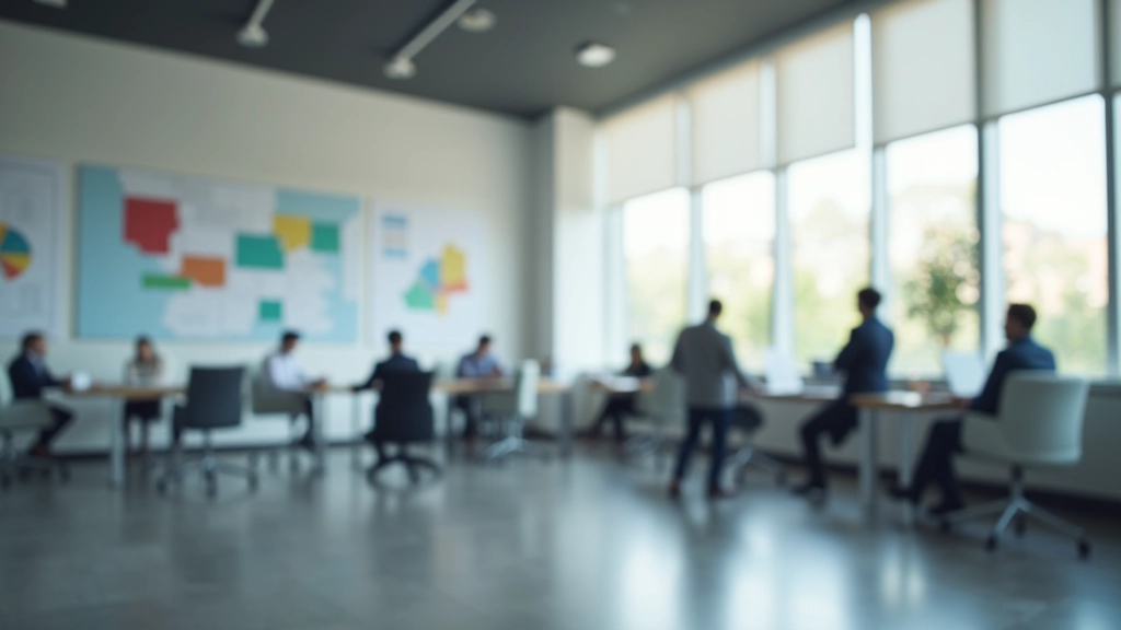 Modernes Finanzunternehmen mit Karten und Diagrammen an den Wänden