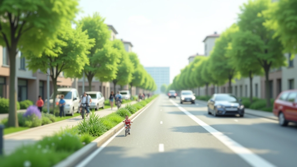 Zukunftsorientierte Stadtplanung mit nachhaltigen Infrastrukturelementen und modernen Verkehrslösungen