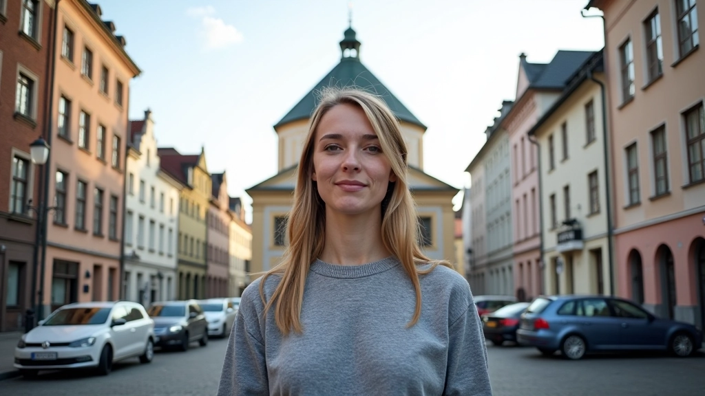Rathaus und kommunale Gebäude in einer Kleinstadt mit Parkplatz